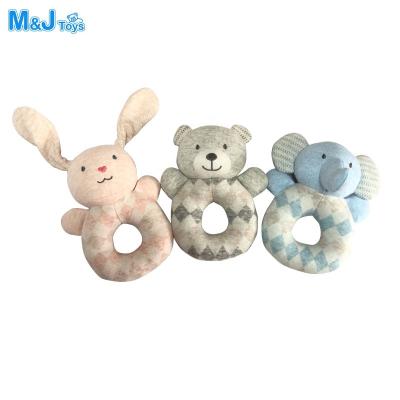 China Eco-friendly pure cotton musical baby toy multi textured rattle toy rabbit rattle toys for sale