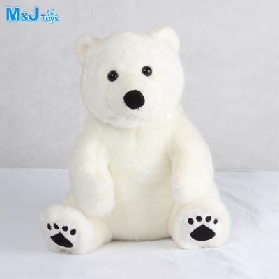 China Plush Cuddly 10 Inch Polar Bear Stuffed Animal Feet Embroidered Stuffed Polar Teddy Bear for sale