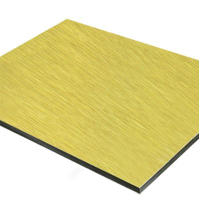 China Modern Gold Brushed ACP Cladding Board Aluminum Compound Sheet 4mm ACM Plastic Board Alucobond for sale