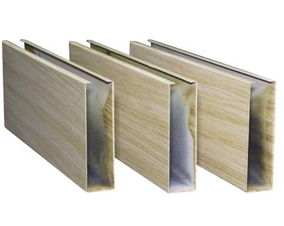 China Contemporary Wood Grain Finish Powder Coating Aluminum Hollow Square Tube Profile for sale