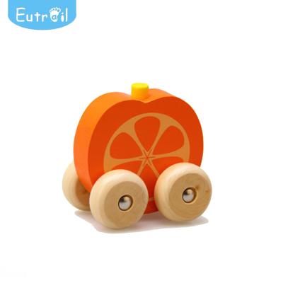 China Wooden + Metal Orange Kids Toys Wooden Car for sale