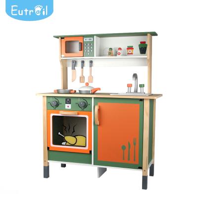 China Large Wooden Cooking Cabinet Kids Wooden Kitchen Sets Toy For Girls And Boys for sale