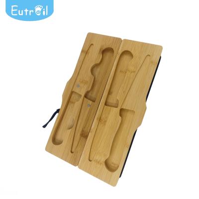 China Sustainable Easy Carry Bamboo Knife Storage Box Knife Box With Magnetic for sale