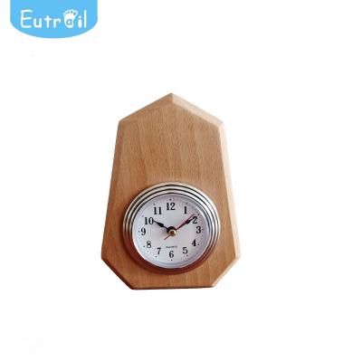 China Radio Natural Wooden Educational Clock Toys Gift Wooden Table Clock for sale