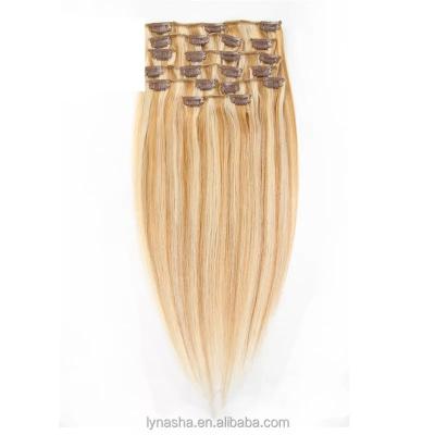 China Silky Straight Wave Full Head Clip-in Hair Extensions Mix Color For Women for sale