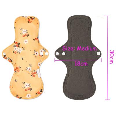 China 18x30cm Feminine Cloth Pad Mid-High Flow Bamboo Charcoal Absorbent Intimate Reusable Heavy Absorbent Super Pad For Day Night Women Lady Girl for sale