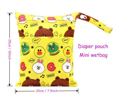 China 20x25cm Portable Water Resistant Mini Wet Waterproof Bag Makeup Sanitary Nursing Pocket Two Layer Pocket Cloth Diaper Cloth Breast Pad Bag Two Compartments for sale