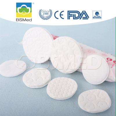 China Cotton Wool Pads Absorbent Round Square Cosmetic Makeup Remover Emboss Medical Compress Personal Care Disposable for sale