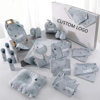 China Custom Anti-Shrink Blue Newborn Baby Gift Box Green Pink Green Pure Cotton Clothing Sets 18pcs 21pcs 23pcs Casual Newborn Baby Clothes Sets for sale