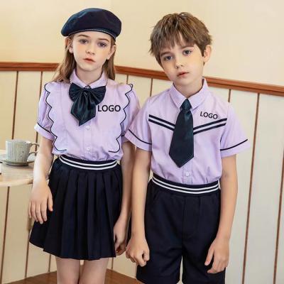 China Custom School Cloth Purple Primary School Uniforms Boys And Girls School Dress Designs Sstudents Wear School Uniforms Clothing Sets for sale