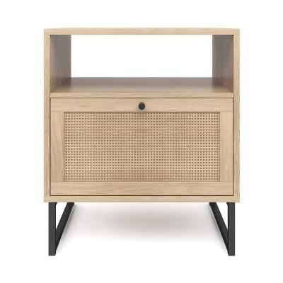 China Modern Rattan Furniture Cafe Sofa Side Table Modern Bedroom 3 Seats Rattan Wood Cafe Side Tea Table With Rattan Door for sale