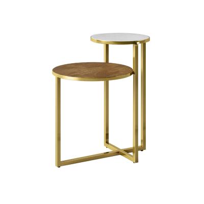 China (Others) 2021 Adjustable Hot Selling High Quanlity Mordern Cheap Wholesale Detachable 2 Layer Metal Wood Cloths Mix Side Table for sale