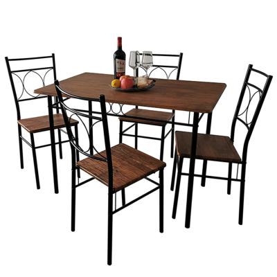 China Modern Minimalist Industrial Style Dark Wood Brown Dining Table Set Of 4 Chairs for sale