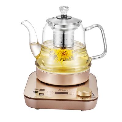 China 360 Degree Automatic Thickening Glass Bottom Rotating Pot Multifunctional Health Flower Teapot for sale