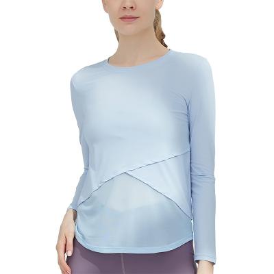 China Lightweight Breathable Breathable Quick-drying Loose Top Women's Long Sleeve Yoga Wear Sport Wear for sale