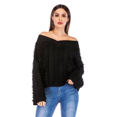 China Breathable America Fringed V Neck Sweater Women For Keep Warm Autumn Sweaters for sale