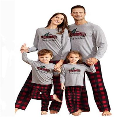 China QUICK DRY Christmas Plaid Printing Holiday Pajamas Family Matching Pajamas Set for sale