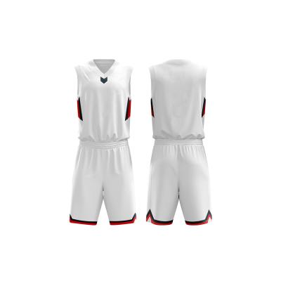 China Wholesale Antibacterial White Breathable Quick Dry Basketball Jersey Sets Design for sale