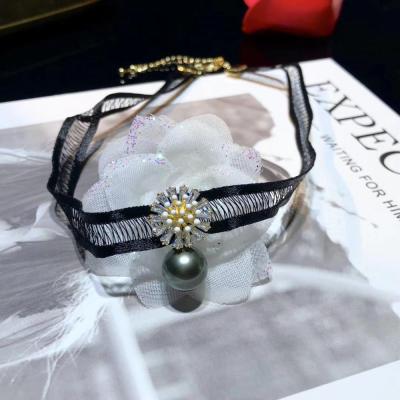 China Hot Dandelion Shape Zircon Necklace Lace Charm Necklace Seller Pearl Wedge Pendant Necklace for sale