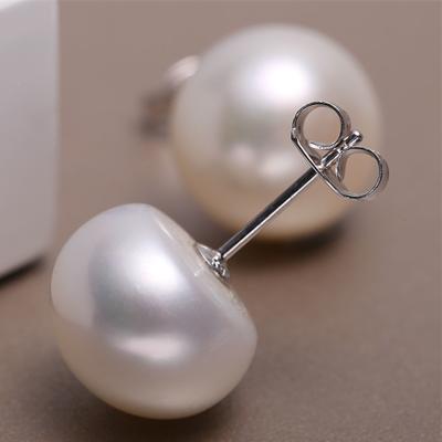 China Silver 10mm Really 925 Sterling Silver White Freshwater Pearl Stud Earrings Pearl Earring Stud For Women for sale