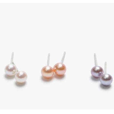 China 925 Sterling Silver Natural AAAA Grade 6-6.5mm Freshwater Pearl Single Earring Studs for sale