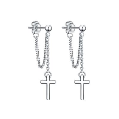 China CLASSIC 925 Sterling Silver Fashion Cross Chain Tassel Earring for sale