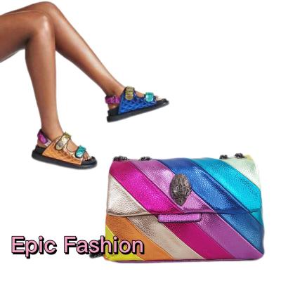 China Handbags for Women Luxury Hot Sale London Bag Kensington Striped Crossbody Rainbow Bag Designer Handbags Famous Brands Colorful Purse for sale