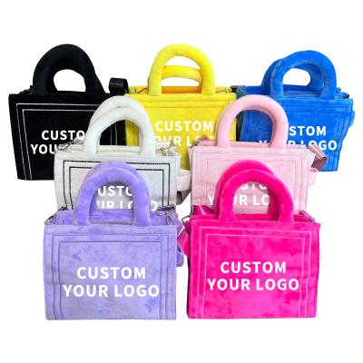 China Fashoion 2023 Purses And Handbags Designer Handbags Famous Brands Luxury Fashion Custom Embroidered Fur Small Terry Cloth Tote Bag for sale