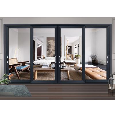 China Europe modern design aluminum sliding door with big handle and hollow glass for sale