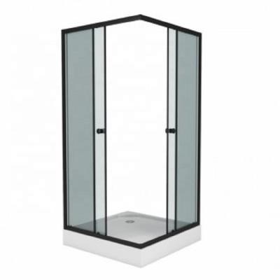 China Modern Bathroom Double Slide Shower Door Wheel Sliding Black Frameless Ultra Clear Sliding Shower Door for sale