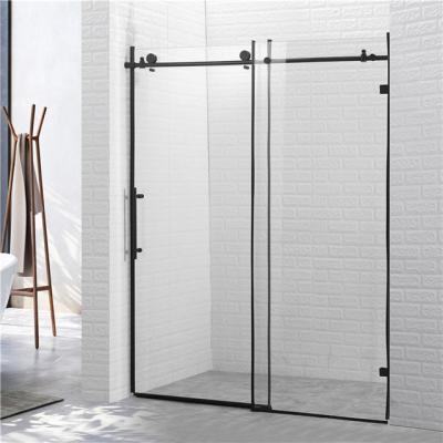 China Standard Frame Width Black Framed Sliding Tempered Glass Shower Doors for sale