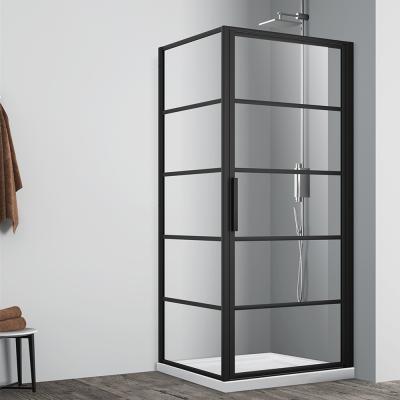 China With Frame Black Frame 304 Stainless Steel Pivot Hinge Tempered Glass Shower Door for sale