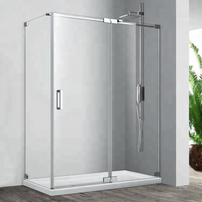 China Modern Square Frameless Glass Plastic Shower Door With Pivot Hinge for sale