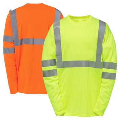 China High Visiility Traffic Safety Reflective T-shirt Construction Uniforms Reflective Short Long Sleeve Shirt for sale