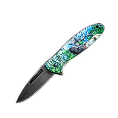 China Non-Changeable Hot deer relief portable outdoor camping knife Folding knife pocket knife for sale