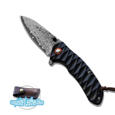 China Non-Changeable Damascus steel Ebony handle exquisite gift folding knife Camping knife Pocket knife for sale