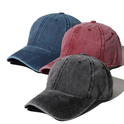 China JOINT High Quality Custom Unisex Adjustable Acid Washed Baseball Hat Vintage Plain Cotton Distressed Baseball Cap Hat for sale