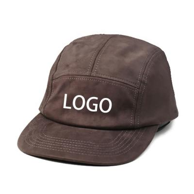 China breathable & Custom Waterproof LOGO Camp Hat Suede Dad Hats 5 Panel Unstructured Hats for sale