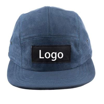 China breathable & Waterproof Custom Design Woven Label White Suede 5 Panel Skate Cap Hat for sale