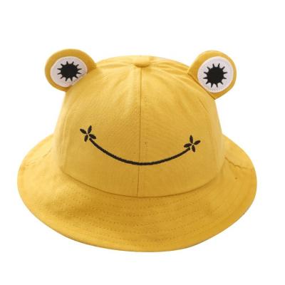 China Cozy Designed Cute Kids Bucket Hat For Kids Fisherman Hat Embroidery Logo Cotton Frog Custom Bucket Hat for sale