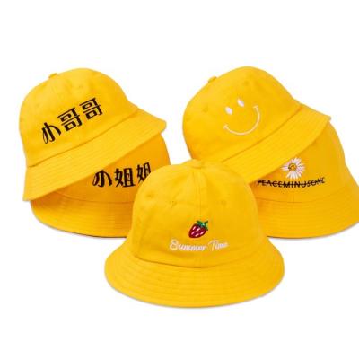 China Custom Comfortable Kids Bucket Hats With Embroidery Logo Summer Cotton Kids Bucket Hat for sale