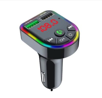 China Colorful Led Backlight Car BT FM Transmitter 2021 New F5 Dropshipping Colorful LED Backlight Hands Car Kit Charger MP3 Player TF Card Free USB SD for sale