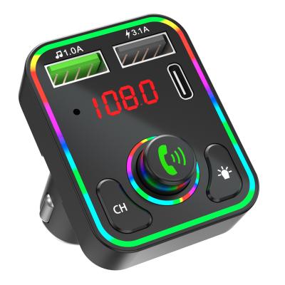 China Colorful Led Light Up Car BT FM Transmitter Dropshipping 2021 New F-3 Colorful LED Backlight Hands Free Car Kit Charger TF Card MP3 Player USB C PD for sale