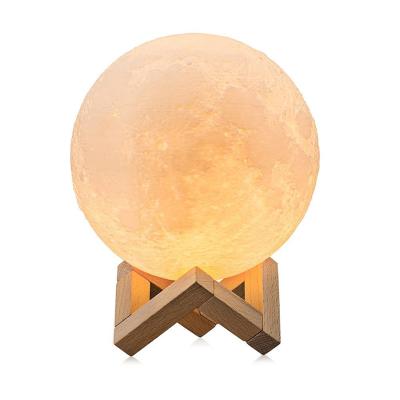 China Modern 3D Moon Lamp Printing 3D Printing Night Light 2021LED Color Changing Touch Moon Lamp Rechargeable For Home Bedroom Decoration Birthday Gift for sale