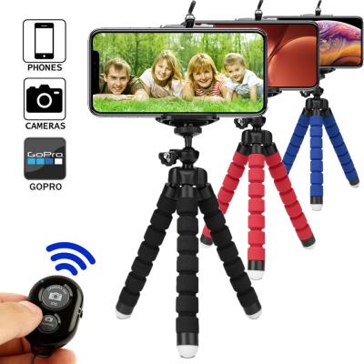 China Drop 2020 PORTABLE Shipping Flexible Sponge Mini Tripod With Remote Shutter For Smartphone Camera Mini Phone Holder Clip Holder for sale