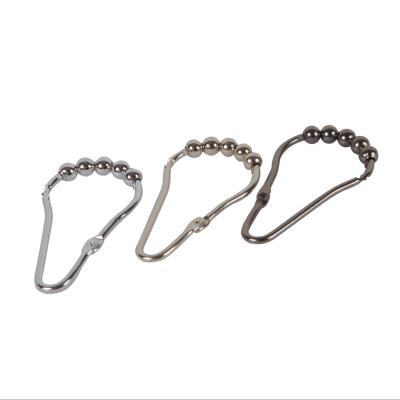 China Durable Stainless Steel Rustproof Shower Curtain Ring Hooks For Bathroom Shower Rod Nickel Chrome GLOBE for sale