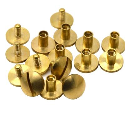 China Hot Selling Boot Slot Drive Round Chicago Binding Post Head Brass Screw For Leather Belt for sale