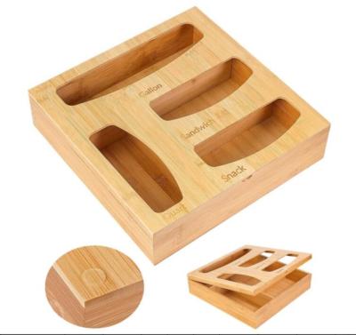 China Viable Choice Fun Bag Storage Box Drawer Bamboo Ziplock Organizer Kitchen Storage Organization Customized Bamboo Storage for sale