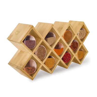 China Eco-Friendly Wooden Kitchen Spice Storage Organizer Fun Spice Storage Rack Modern Stylish Bamboo Storage Rack for sale