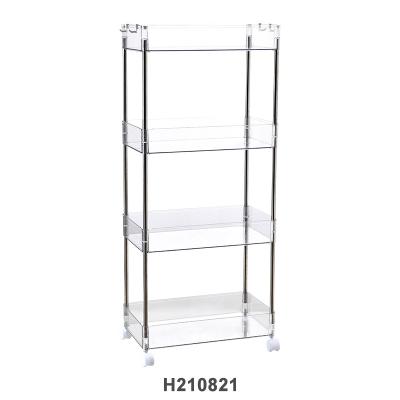 China 2 Tier 3 Tier 4 Tier Kitchen Trolley Modern Plastic Transparent Multifunctional Kitchen Serving Cart for sale